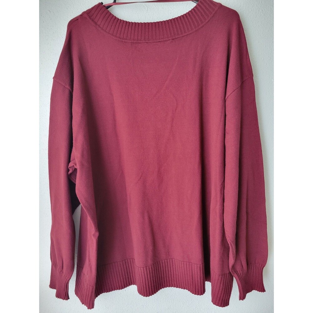 Lane Bryant 22/24 Berry Burgundy V-Neck Sweater Long Sleeve Plus NWT Cozy Knit - Picture 4 of 10